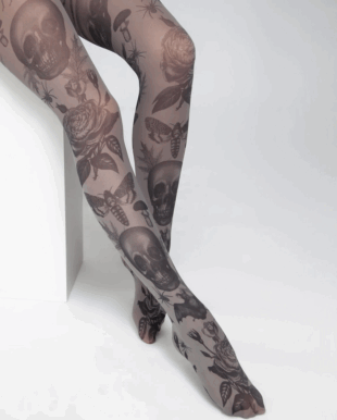 Collant gotici da donna modello di falena pipistrello teschio su collant semi-opachi neri da donna vestiti pagani alternativi - Etsy Italia